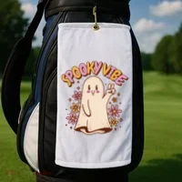 Spooky Vibe Cute Hippie Ghost Golf Towel thumb 2
