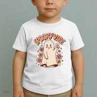 Spooky Vibe Cute Hippie Ghost Toddler T-Shirt thumb 2