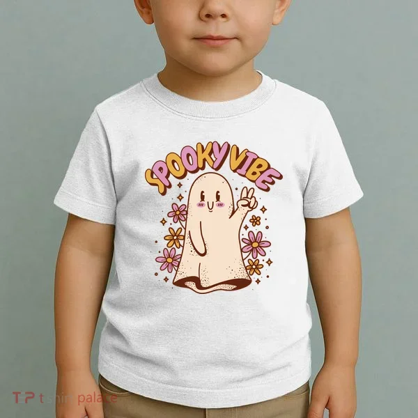 Spooky Vibe Cute Hippie Ghost Toddler T-Shirt