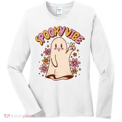 Spooky Vibe Cute Hippie Ghost Women's Long Sleeve Shirt