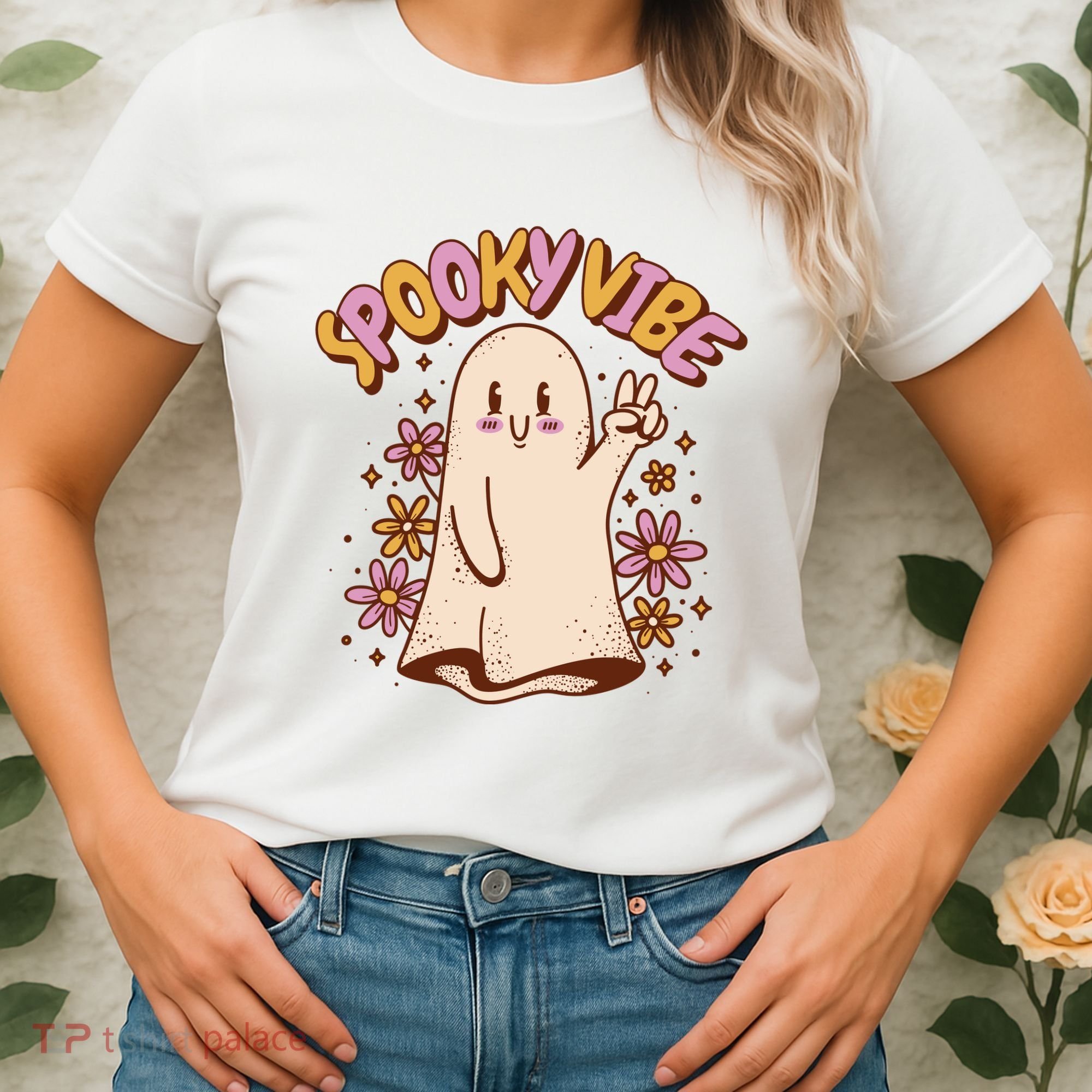 Spooky Vibe Cute Hippie Ghost Women's T-Shirt