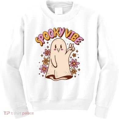 Spooky Vibe Cute Hippie Ghost Kids Sweatshirt