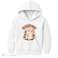 Spooky Vibe Cute Hippie Ghost Kids Hoodie thumb 0