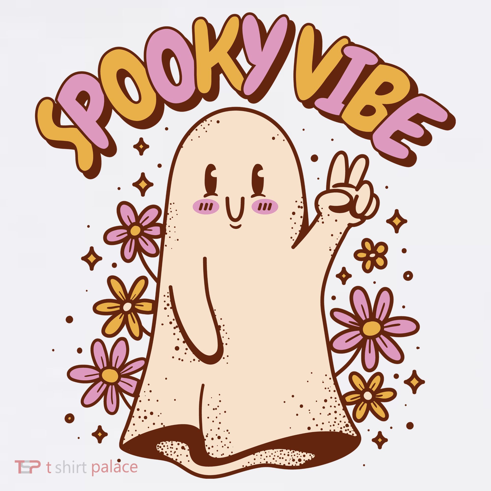 Spooky Vibe Cute Hippie Ghost Kids Hoodie