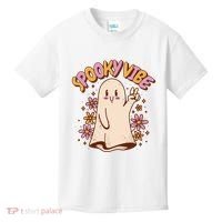 Spooky Vibe Cute Hippie Ghost Kids T-Shirt thumb 0
