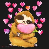 Sloth Valentine's Day Cute Sloth Hugging A Heart Backpack thumb 2