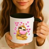 Sloth Valentine's Day Cute Sloth Hugging A Heart Coffee Mug thumb 3