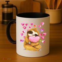 Sloth Valentine's Day Cute Sloth Hugging A Heart Coffee Mug thumb 4