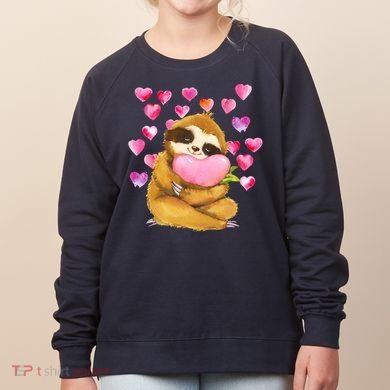 Sloth Valentine's Day Cute Sloth Hugging A Heart Women's Sweatshirt