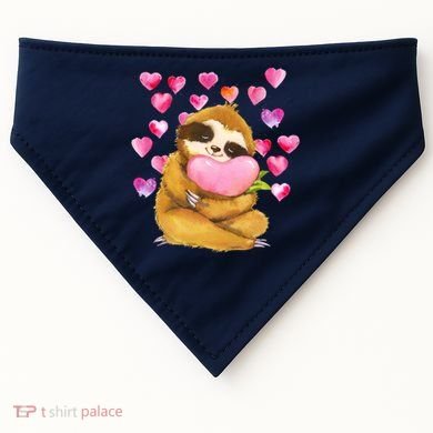 Sloth Valentine's Day Cute Sloth Hugging A Heart USA-Made Doggie Bandana
