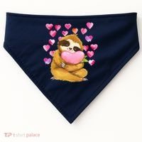 Sloth Valentine's Day Cute Sloth Hugging A Heart USA-Made Doggie Bandana thumb 0