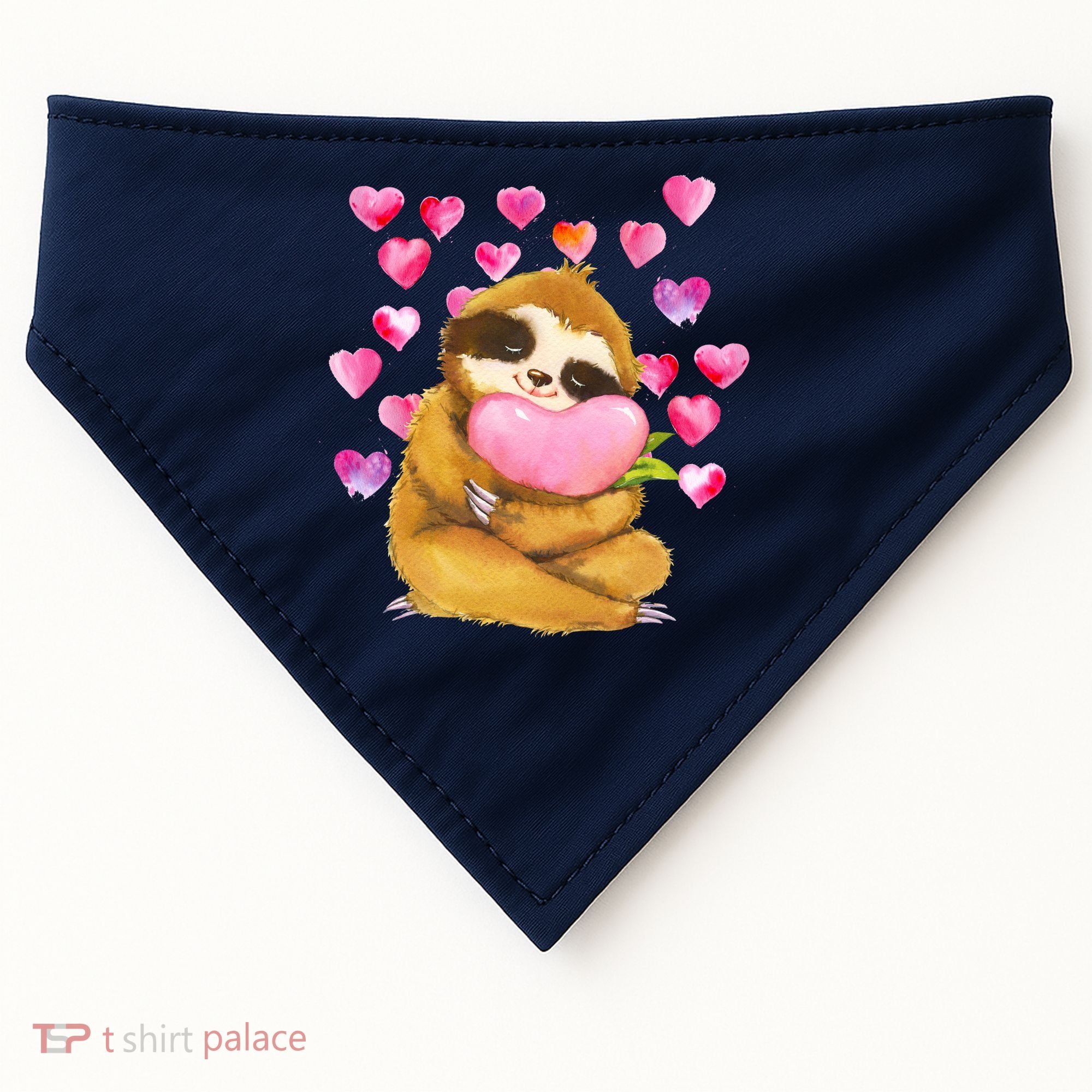 Sloth Valentine's Day Cute Sloth Hugging A Heart USA-Made Doggie Bandana