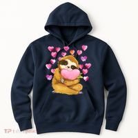 Sloth Valentine's Day Cute Sloth Hugging A Heart Hoodie thumb 0