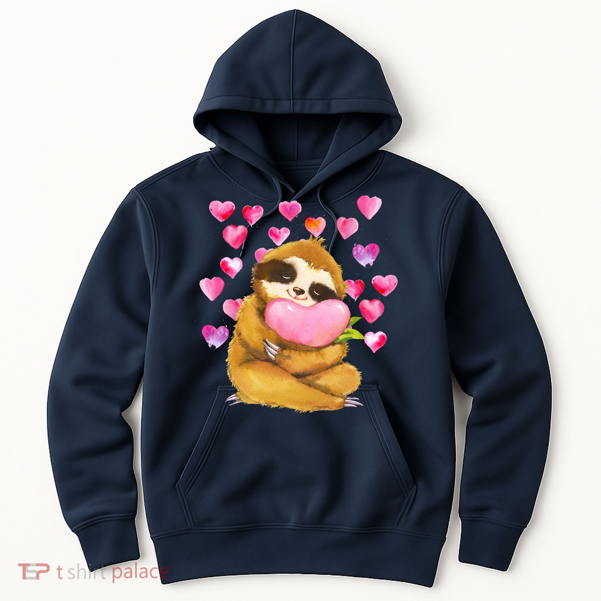 Sloth Valentine's Day Cute Sloth Hugging A Heart Hoodie