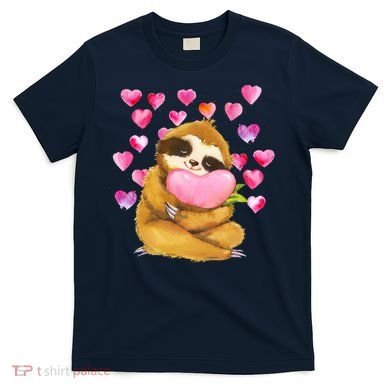 Sloth Valentine's Day Cute Sloth Hugging A Heart T-Shirt