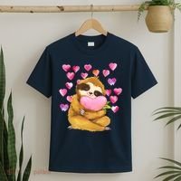 Sloth Valentine's Day Cute Sloth Hugging A Heart T-Shirt thumb 2