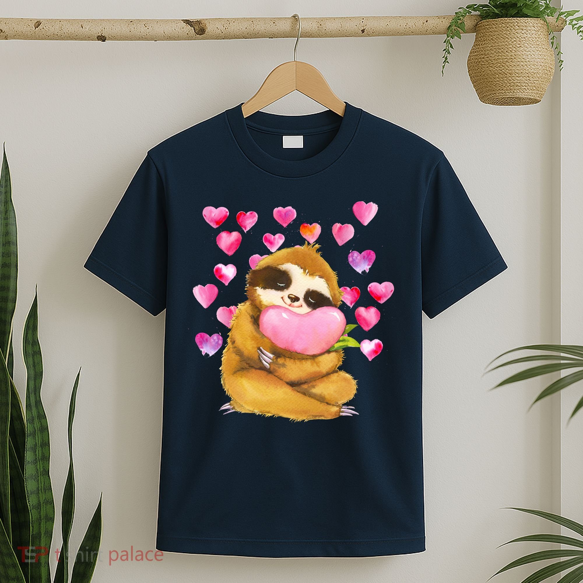 Sloth Valentine's Day Cute Sloth Hugging A Heart T-Shirt