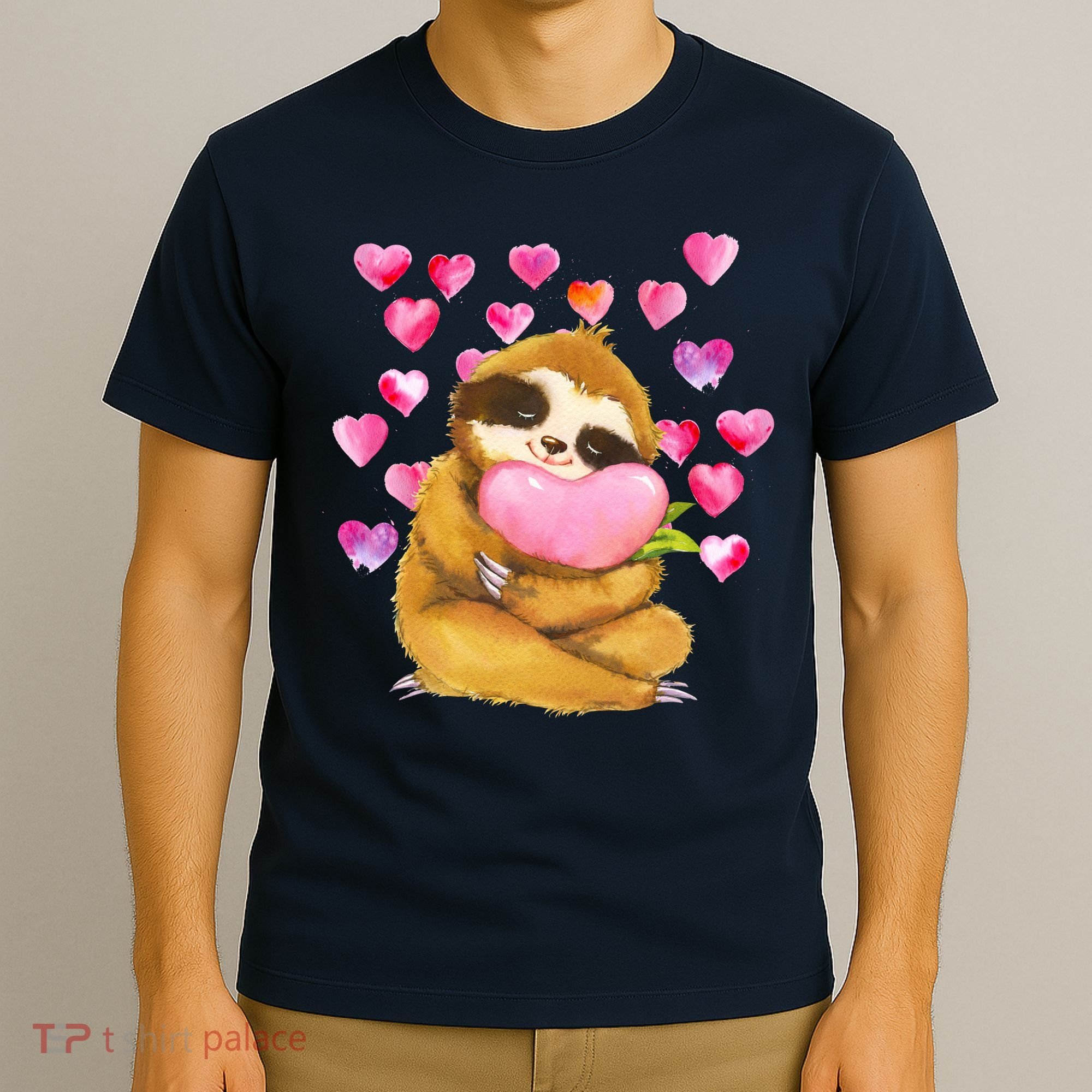 Sloth Valentine's Day Cute Sloth Hugging A Heart T-Shirt
