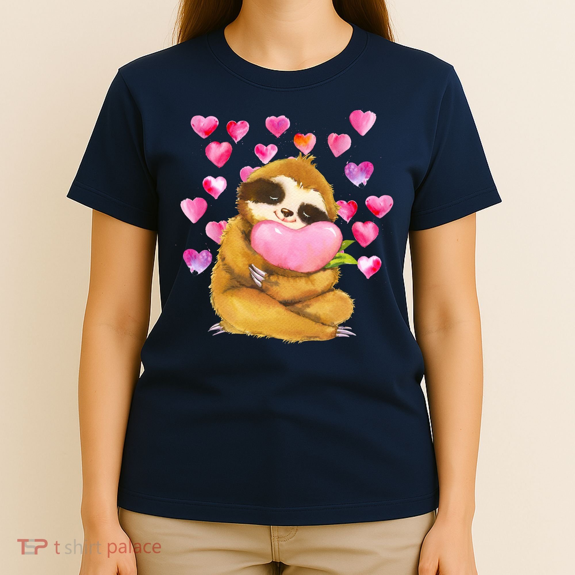 Sloth Valentine's Day Cute Sloth Hugging A Heart T-Shirt