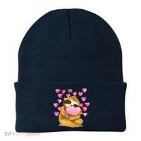 Sloth Valentine's Day Cute Sloth Hugging A Heart Beanie thumb 0