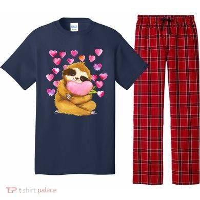 Sloth Valentine's Day Cute Sloth Hugging A Heart Pajama Set