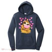 Sloth Valentine's Day Cute Sloth Hugging A Heart Women's Hoodie thumb 0