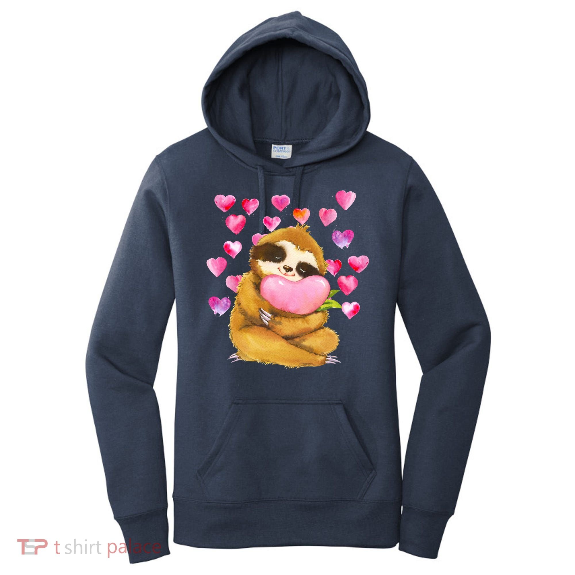 Sloth Valentine's Day Cute Sloth Hugging A Heart Women's Hoodie
