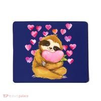 Sloth Valentine's Day Cute Sloth Hugging A Heart Mousepad thumb 0