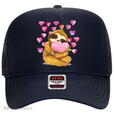 Sloth Valentine's Day Cute Sloth Hugging A Heart Hat