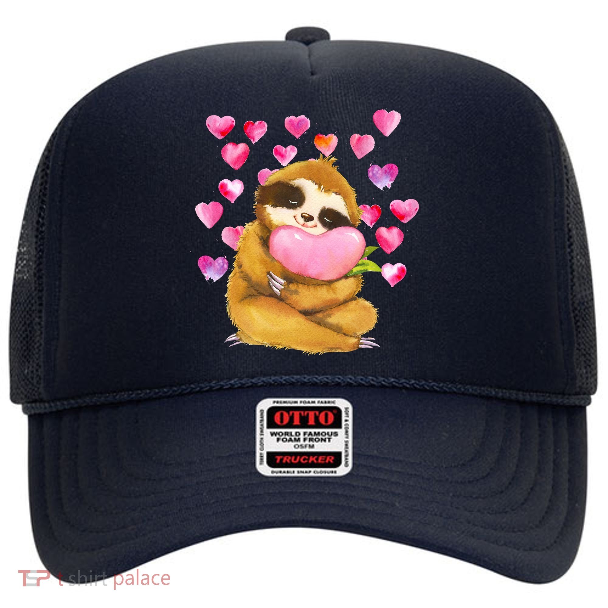 Sloth Valentine's Day Cute Sloth Hugging A Heart Hat