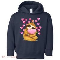 Sloth Valentine's Day Cute Sloth Hugging A Heart Toddler Hoodie thumb 0