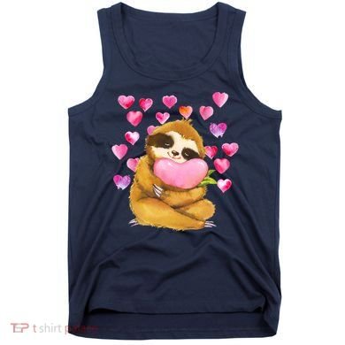 Sloth Valentine's Day Cute Sloth Hugging A Heart Tank Top