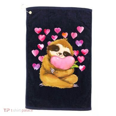 Sloth Valentine's Day Cute Sloth Hugging A Heart Golf Towel