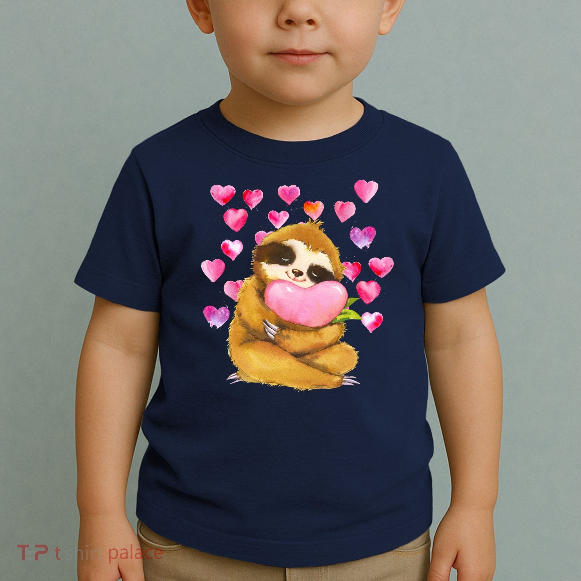 Sloth Valentine's Day Cute Sloth Hugging A Heart Toddler T-Shirt
