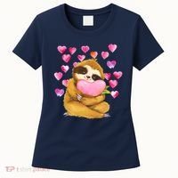 Sloth Valentine's Day Cute Sloth Hugging A Heart Women's T-Shirt thumb 0