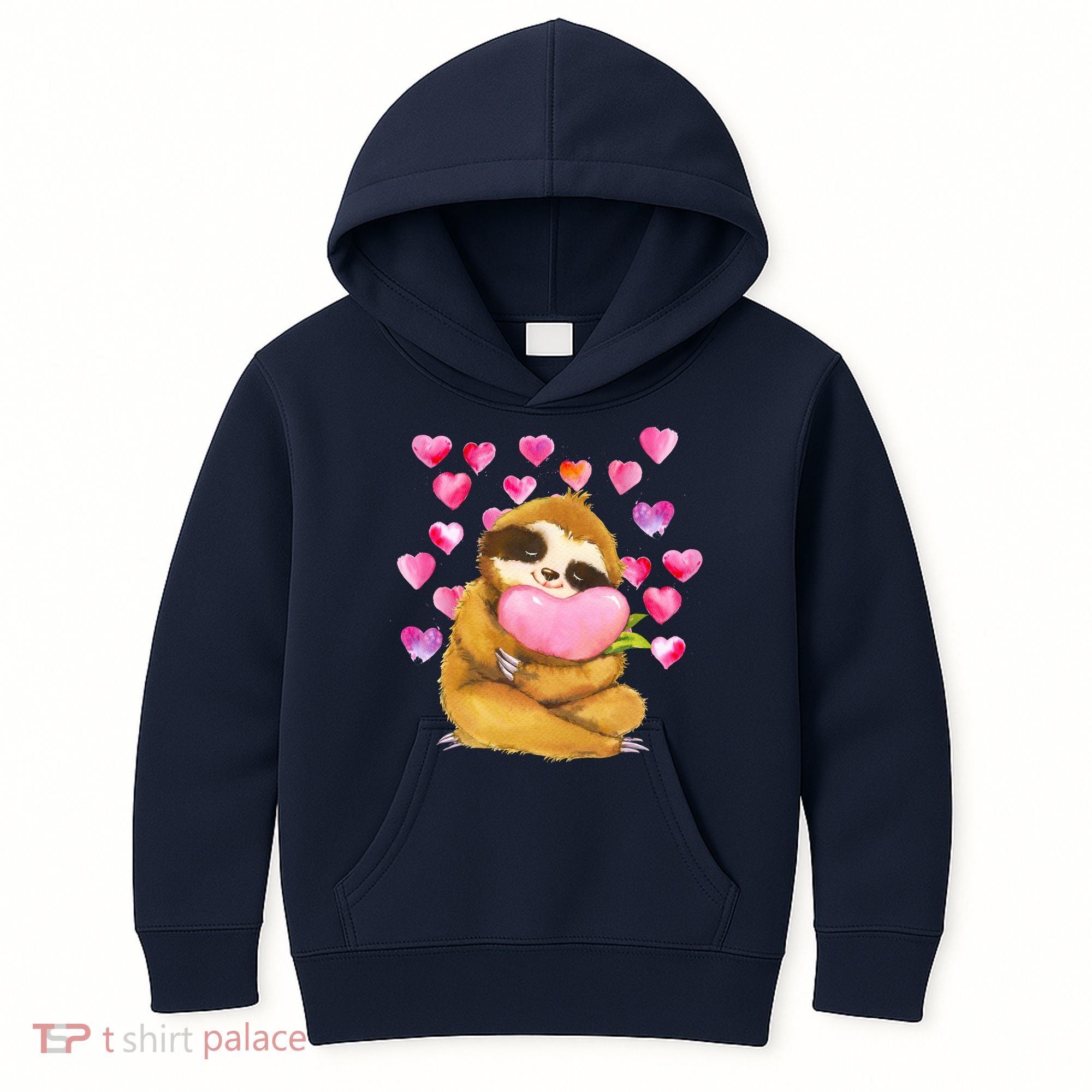 Sloth Valentine's Day Cute Sloth Hugging A Heart Kids Hoodie