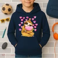 Sloth Valentine's Day Cute Sloth Hugging A Heart Kids Hoodie thumb 2