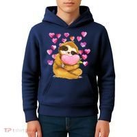 Sloth Valentine's Day Cute Sloth Hugging A Heart Kids Hoodie thumb 4