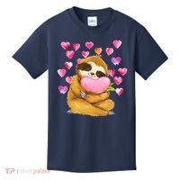 Sloth Valentine's Day Cute Sloth Hugging A Heart Kids T-Shirt thumb 0