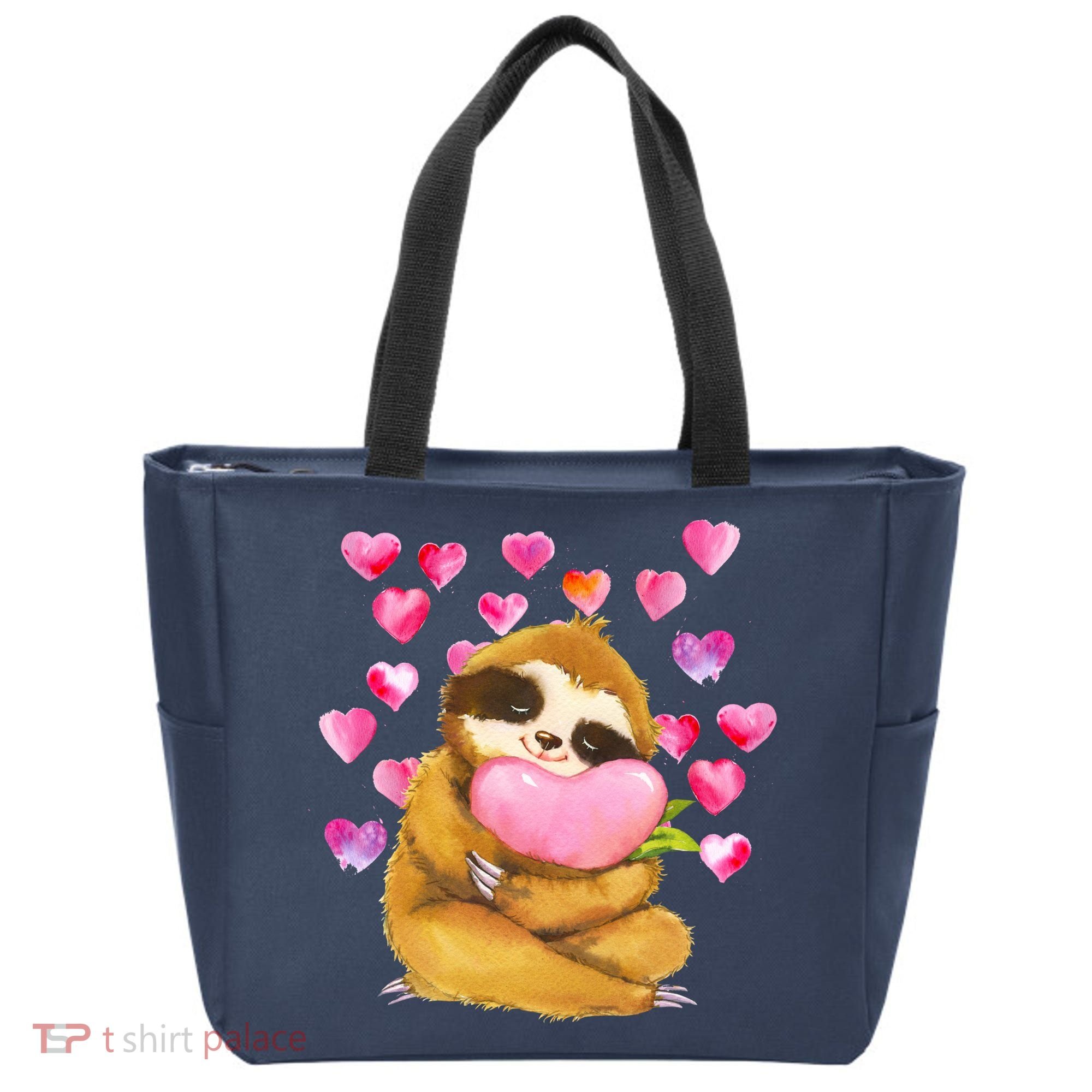 Sloth Valentine's Day Cute Sloth Hugging A Heart Tote Bag