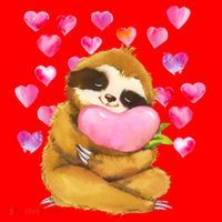 Sloth Valentine's Day Cute Sloth Hugging A Heart Santa Hat thumb 1