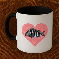 Sheepshead Valentines Day Fish Love Fingerprint Meaningful Gift Coffee Mug thumb 2