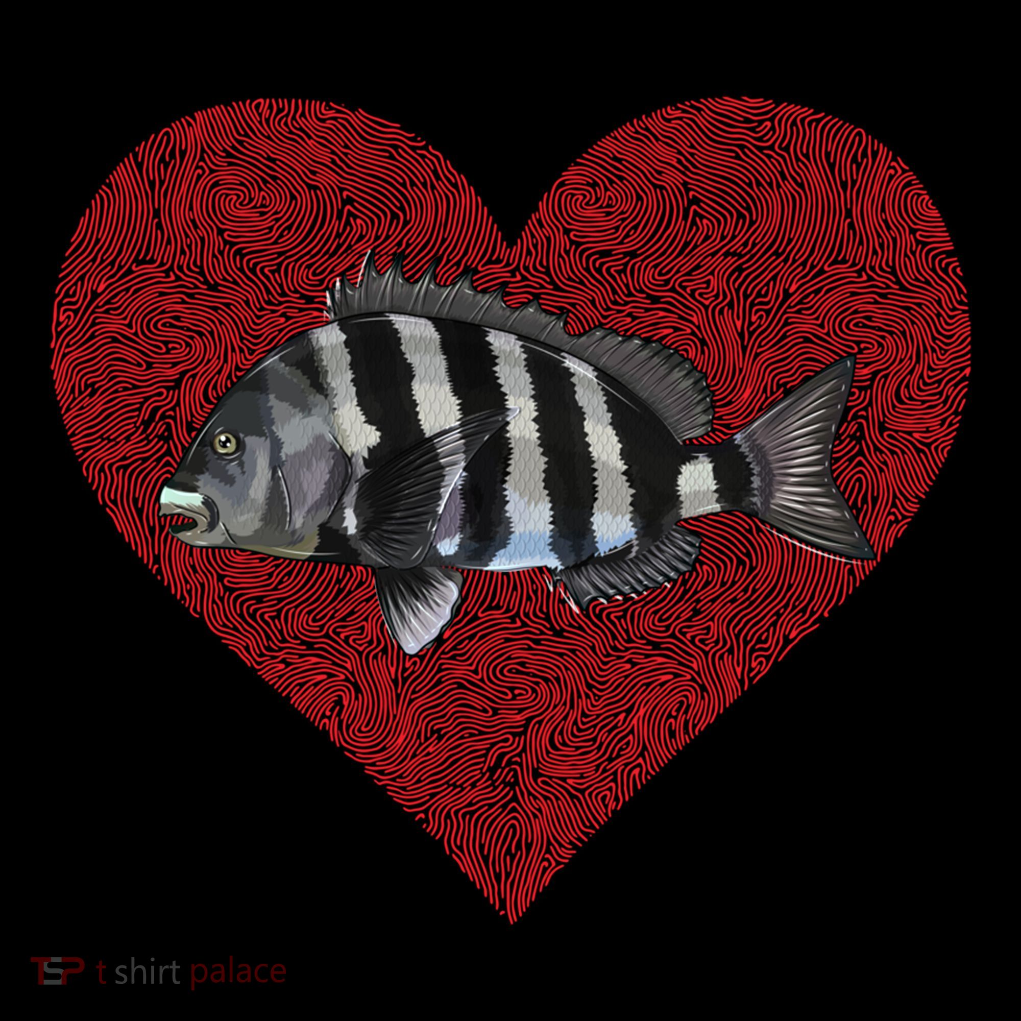 Sheepshead Valentines Day Fish Love Fingerprint Meaningful Gift Coffee Mug