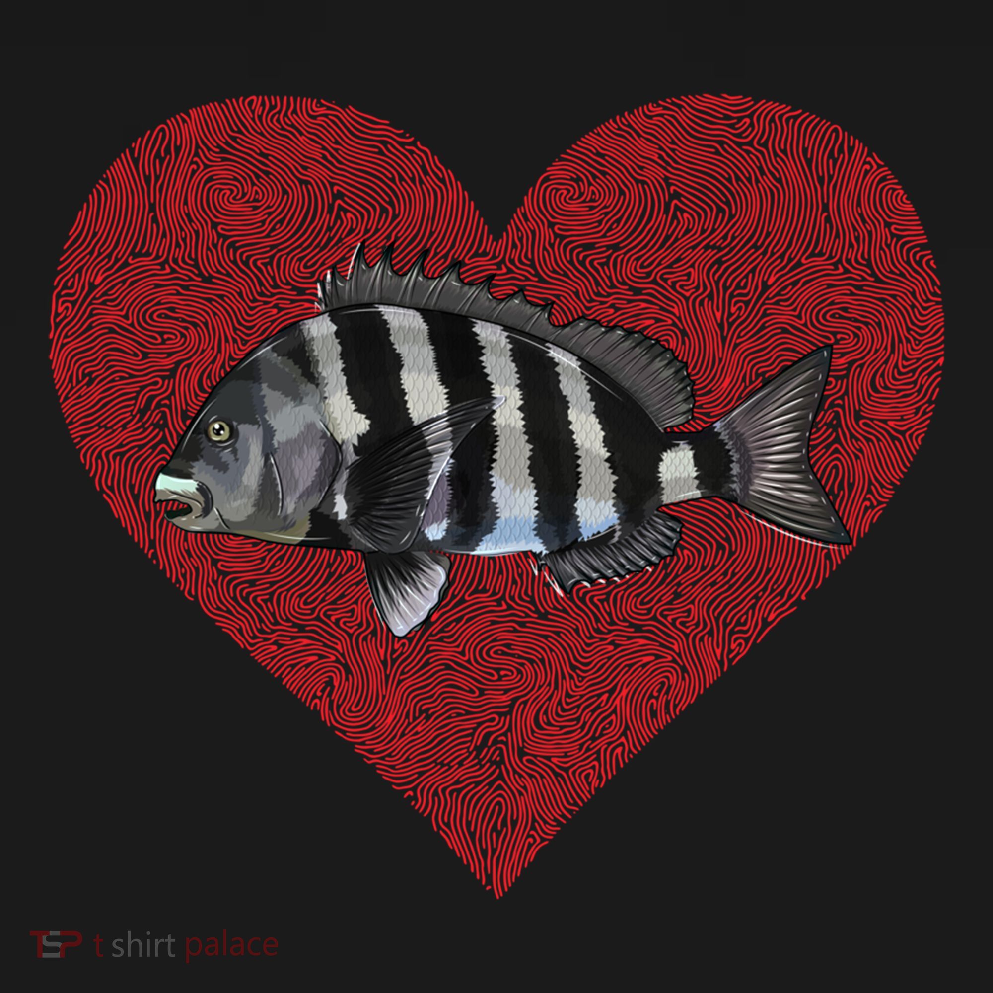 Sheepshead Valentines Day Fish Love Fingerprint Meaningful Gift Women's Hoodie