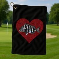 Sheepshead Valentines Day Fish Love Fingerprint Meaningful Gift Golf Towel thumb 1