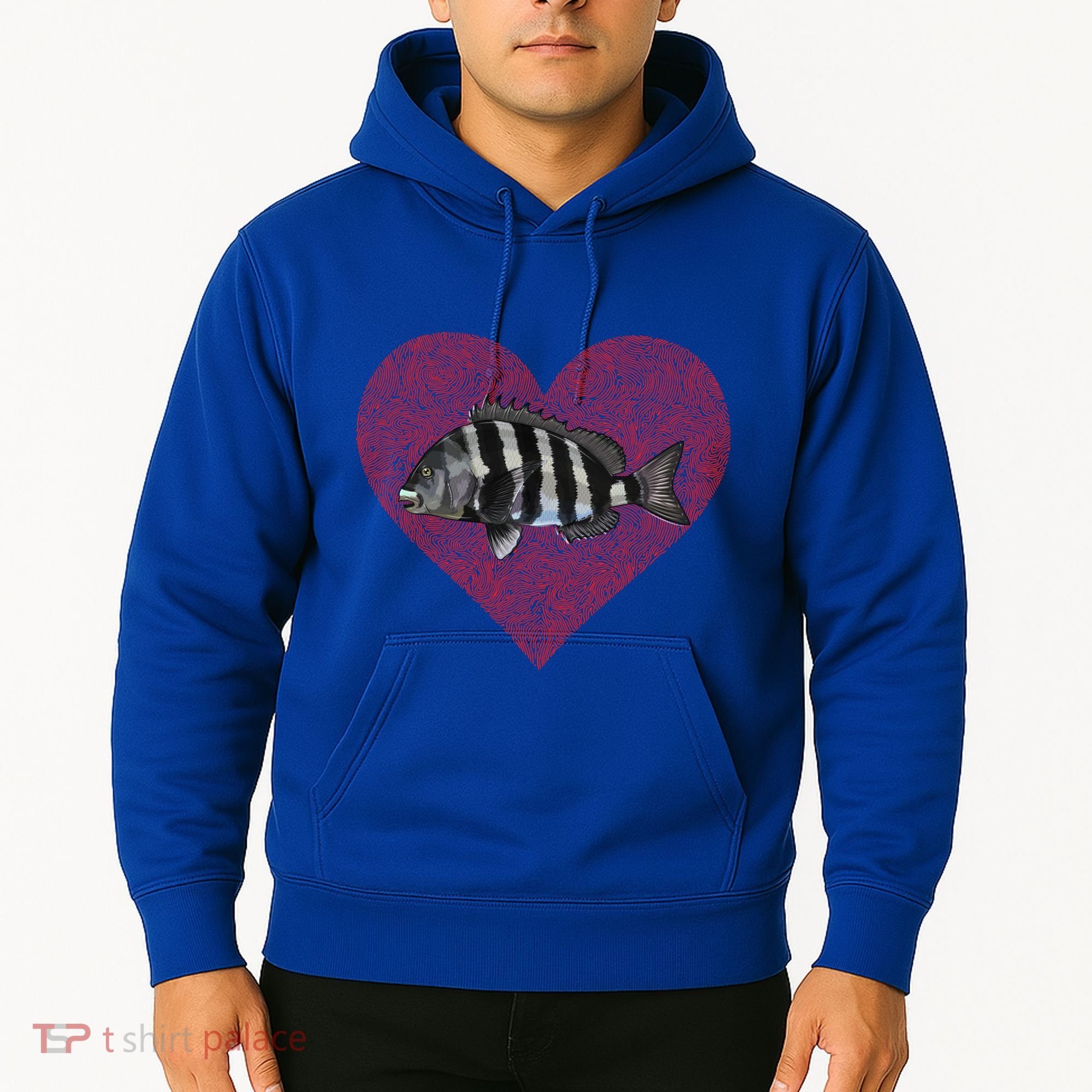 Sheepshead Valentines Day Fish Love Fingerprint Meaningful Gift Hoodie