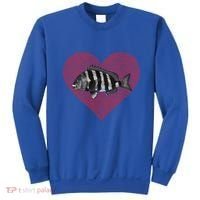 Sheepshead Valentines Day Fish Love Fingerprint Meaningful Gift Sweatshirt thumb 0