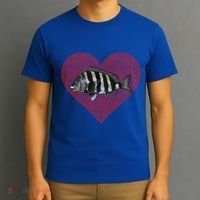 Sheepshead Valentines Day Fish Love Fingerprint Meaningful Gift T-Shirt thumb 3