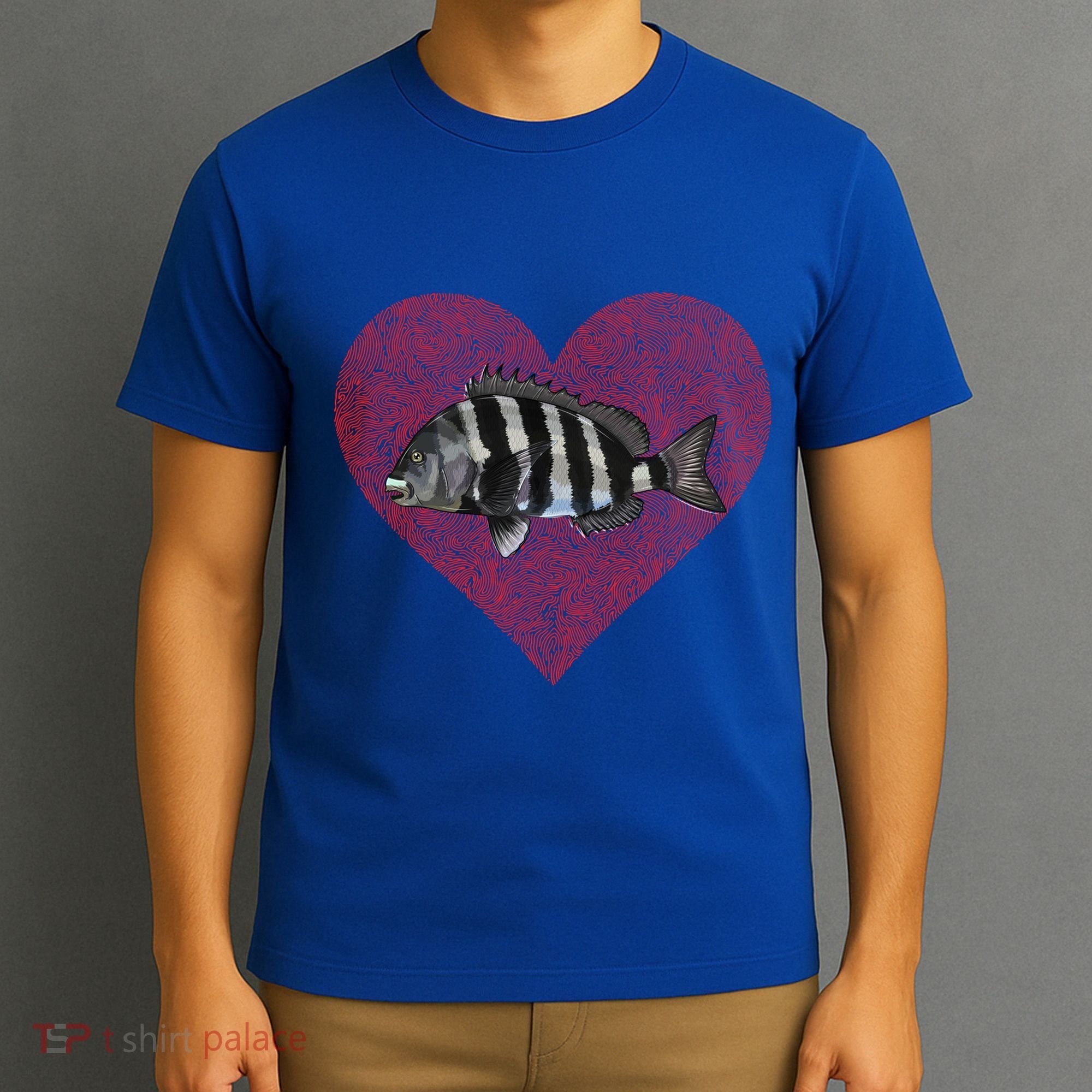 Sheepshead Valentines Day Fish Love Fingerprint Meaningful Gift T-Shirt