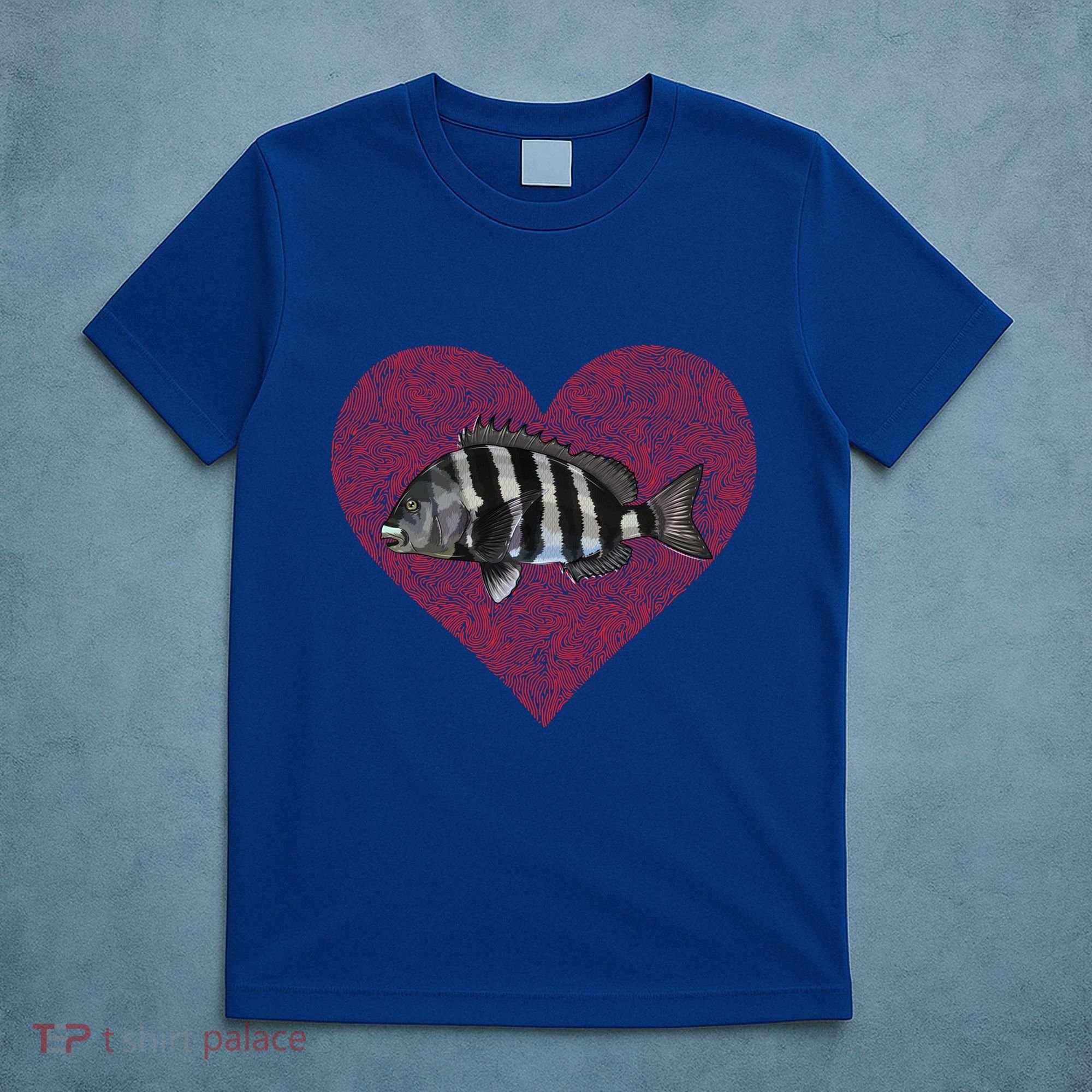 Sheepshead Valentines Day Fish Love Fingerprint Meaningful Gift T-Shirt